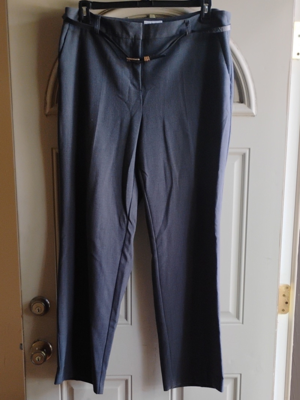 Charter Club Gray Straight-Leg Dress Trousers with Slim Belt